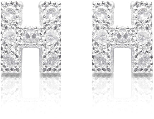 Orecchini argento 925 iniziale lettera H con zirconi