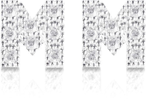 Orecchini argento 925 iniziale lettera M con zirconi