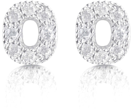 Orecchini argento 925 iniziale lettera O con zirconi