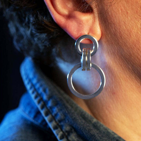 Orecchini Donna in Argento 925 Iniziale Lettera O Con Zirconi 6 Mm Chiusura a Perno