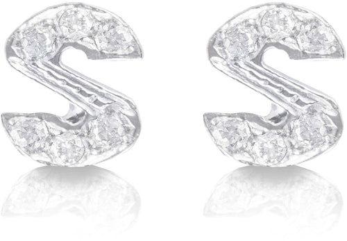 Orecchini argento 925 iniziale lettera S con zirconi