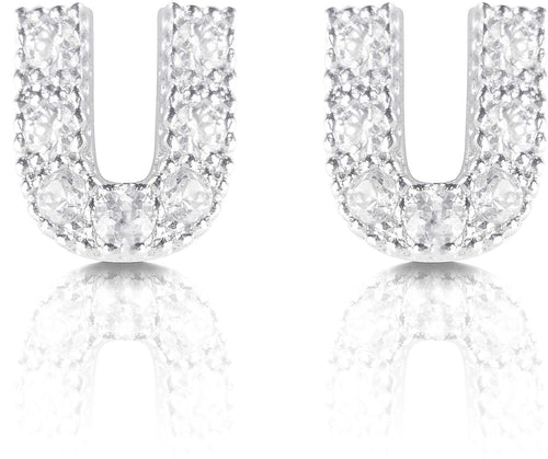 Orecchini argento 925 iniziale lettera U con zirconi