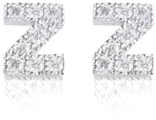 Orecchini argento 925 iniziale lettera Z con zirconi