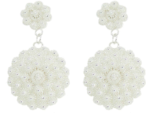 Orecchini donna in argento filigrana sarda nido d'ape a fiore pendenti