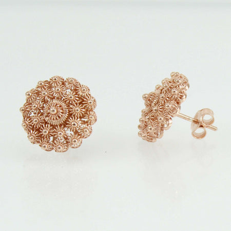 Orecchini donna in argento filigrana sarda nido d'ape placcato oro rosa grande