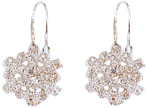 Orecchini Donna in Argento Fiore di Brillanti Bianchi Zirconi Monachella in Argento 925 millesimi