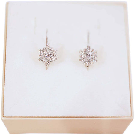Orecchini Donna in Argento Fiore di Brillanti Bianchi Zirconi Monachella in Argento 925 millesimi