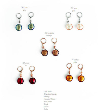 Orecchini Donna in Vetro Di Murano Rosa Bijou Fashion Artigianale Made in Italy in Ottone E Acciaio Con Perle Realizzate a Mano 4 Cm