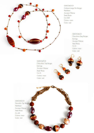 Orecchini Donna in Vetro Di Murano Rosso Bijou Fashion Artigianale Made in Italy Orecchini Pendenti in Acciaio E Ottone Con Perle Realizzate a Mano 5 Cm