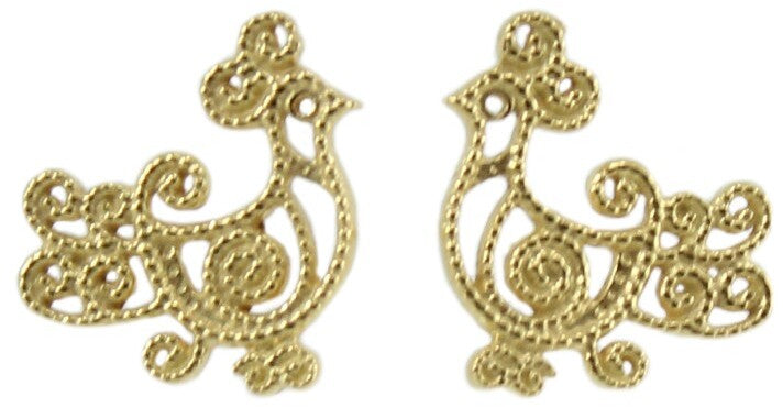 Orecchini donna pavoncella sarda in argento placcato oro
