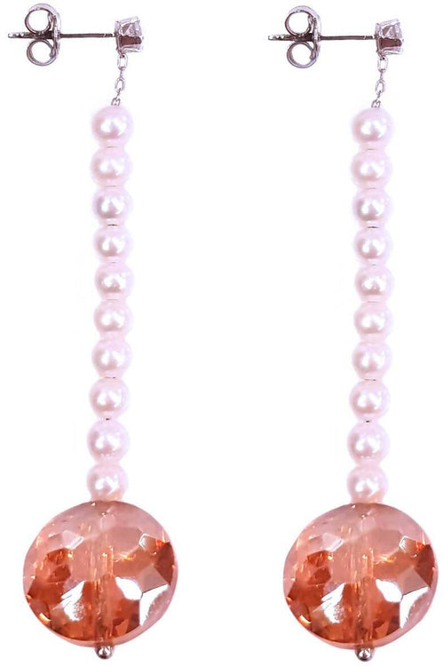 Orecchini Donna Pendenti in Argento 925 Nihama con Perle e Topazi Chiusura a Vite Idea Regalo Per Lei Raffinati Eleganti Classici