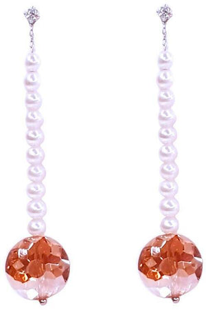 Orecchini Donna Pendenti in Argento 925 Nihama con Perle e Topazi Chiusura a Vite Idea Regalo Per Lei Raffinati Eleganti Classici