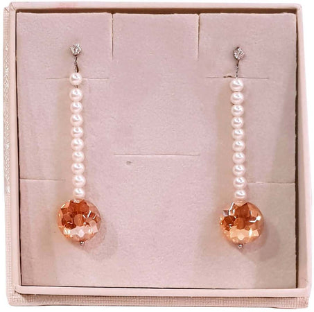 Orecchini Donna Pendenti in Argento 925 Nihama con Perle e Topazi Chiusura a Vite Idea Regalo Per Lei Raffinati Eleganti Classici