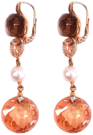 Orecchini Donna Pendenti in Argento Nihama Topazi Perle e Zirconi Brillantini Per Lei idea Regalo