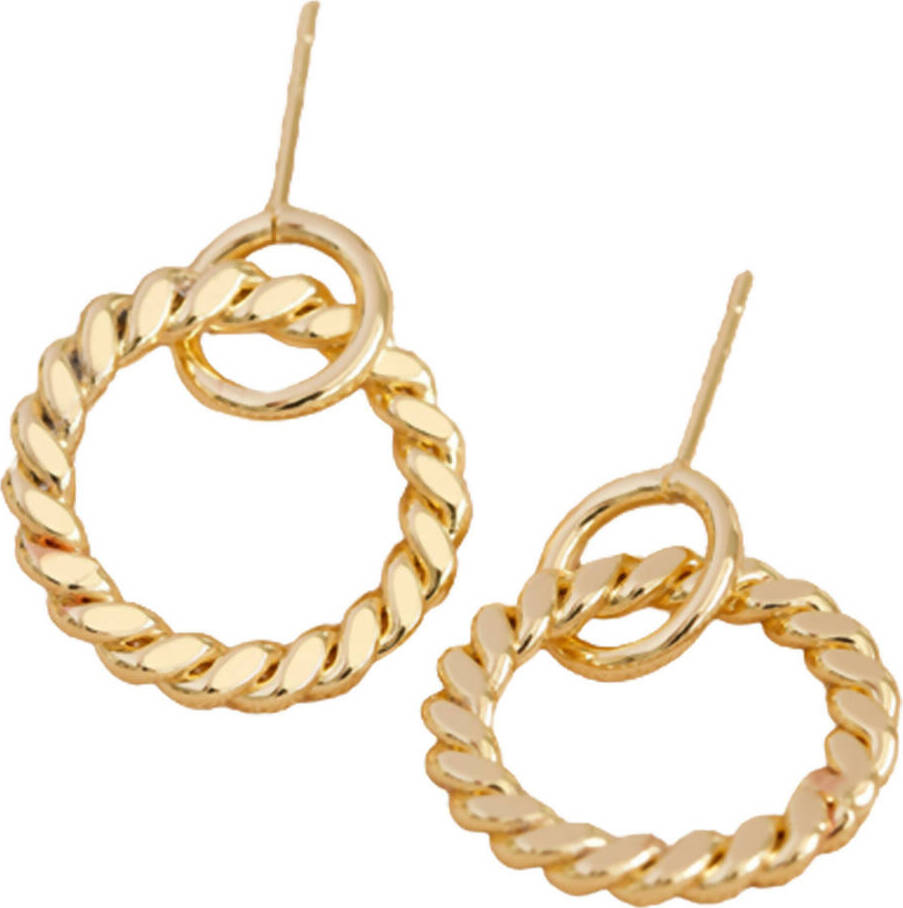 Orecchini a cerchio con topazio blu di Londra – placcati oro 18 carati – Perla d'Oro Orecchini a cerchio con topazio blu di Londra – placcati oro 18 carati – Perla d'Oro