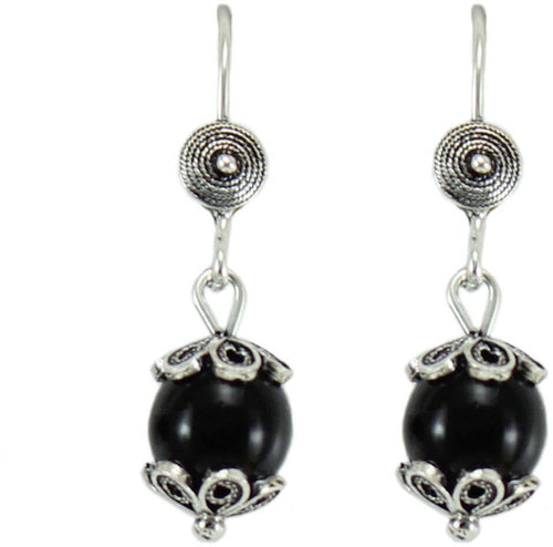 Orecchini donna sardi con pendente Su Coccu in argento brunito