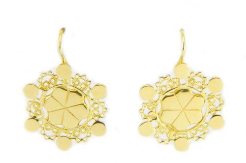 Orecchini sardi lustrino fiore in filigrana oro giallo REALIZZATI A MANO