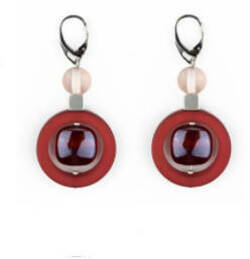 Orecchini Donna Top in Vetro Di Murano Rosso Bijou Fashion Artigianale Made in Italy Orecchini Pendenti Eleganti Donna Con Perle Realizzate a Mano 6,5 Cm