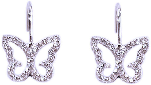 Orecchini Farfalla in Argento 925 Tempestati di Brillanti Zirconi Bianchi Orecchino Farfallina Rodiato Oro Bianco con Brillantini