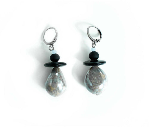Orecchini Goccia in Vetro Di Murano Azzurro Orecchino Lungo Bigiotteria Elegante Donna Made in Italy
