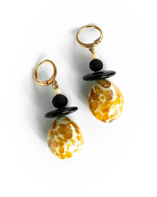 Orecchini Goccia in Vetro Di Murano Topazio Orecchino Lungo Bigiotteria Elegante Donna Made in Italy