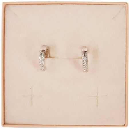 Orecchini Hoops In Argento 925 Millesimi Cerchio Tempestato Di Zirconi Orecchino Brillantinato Made In Italy