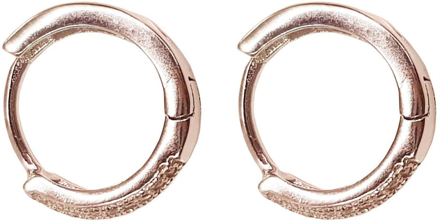 Orecchini Hoops In Argento 925 Millesimi Cerchio Tempestato Di Zirconi Orecchino Brillantinato Made In Italy