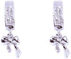 Orecchini in Argento 925 a Cerchio con Pendente Fiocco Brillantini Zirconi Ipoallergico e Rodiato Oro Bianco