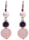 Orecchini in Argento 925 Nihama Pendenti Eleganti con perla Corindoni Zaffiro e Brillantini Monachella