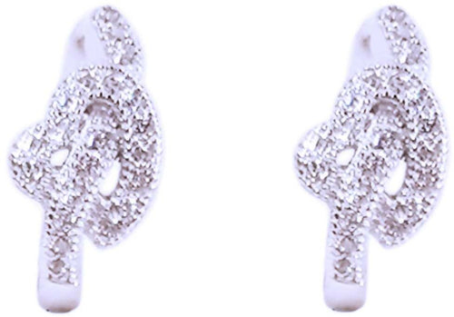 Orecchini in Argento 925 Nodo di Zirconi Brillanti Incassati Orecchino Ipoallergico Rodiato in Oro Bianco