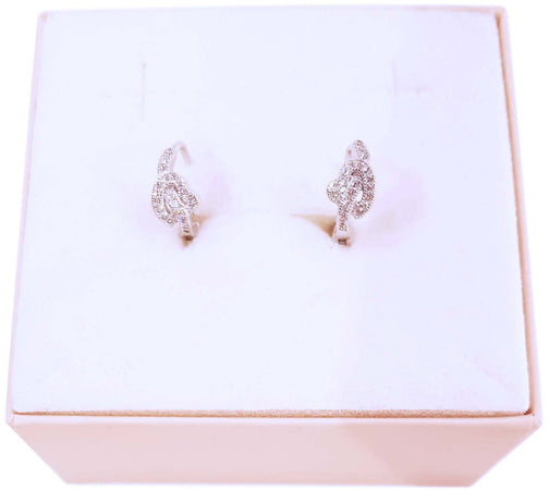 Orecchini in Argento 925 Nodo di Zirconi Brillanti Incassati Orecchino Ipoallergico Rodiato in Oro Bianco