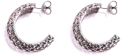 Orecchini A Cerchio Con Attacco A Scattino Con Zirconi A Spola E Tondi Placcati Oro Bianco In Argento 925 - Foto 9