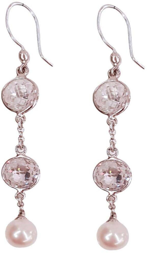 Orecchini in Argento Donna Nihama Pendenti lunghi con Zirconi e Perle Accessorio per Lei Idea Regalo chiusura Monachella