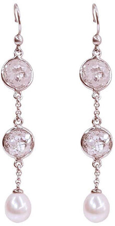 Orecchini in Argento Donna Nihama Pendenti lunghi con Zirconi e Perle Accessorio per Lei Idea Regalo chiusura Monachella