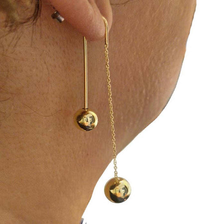 Orecchini in Argento dorato a doppia sfera