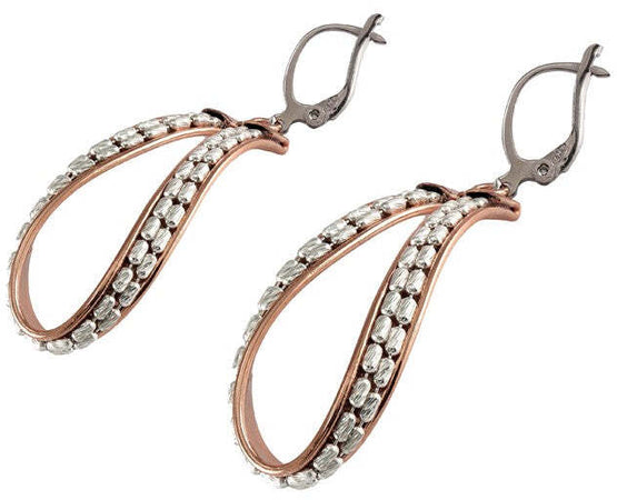 Orecchini in argento rosè e bianco
