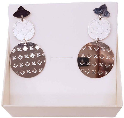 Orecchini lunghi pendenti Kemira fantasia con Monogram orecchino elegante Color Oro e Argento art.KB0216/2 Kemira Fashion Gioielli