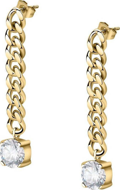 Orecchini-MORELLATO-Poetica-acciaio-dorato-cristalli-bianchi