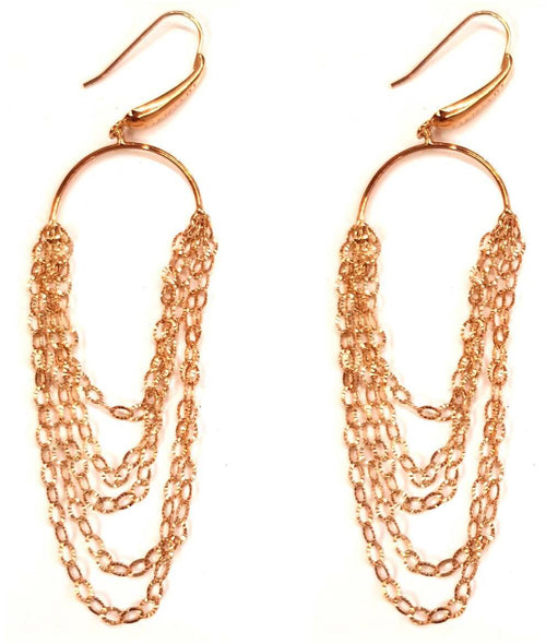 Orecchini pendenti con maglie strette in Argento 925 placcati in Oro giallo ipoallergenici Lorenzo Ungari Gioielli Art. OR 073