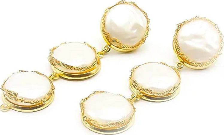 Orecchini Pendenti Nacre Da Donna Eleganti 3 Perle Moda/Donna/Gioielli/Orecchini Leclaf - Napoli, Commerciovirtuoso.it