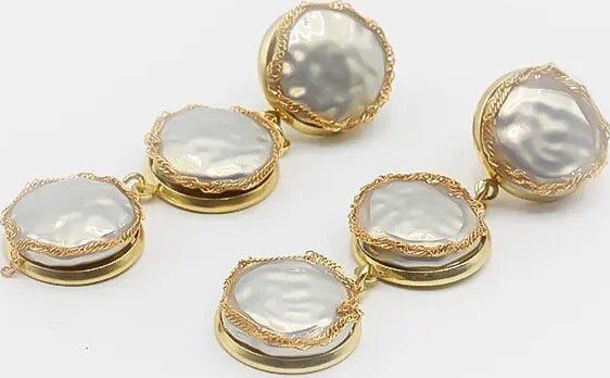 Orecchini Pendenti Nacre Da Donna Eleganti 3 Perle Moda/Donna/Gioielli/Orecchini Leclaf - Napoli, Commerciovirtuoso.it