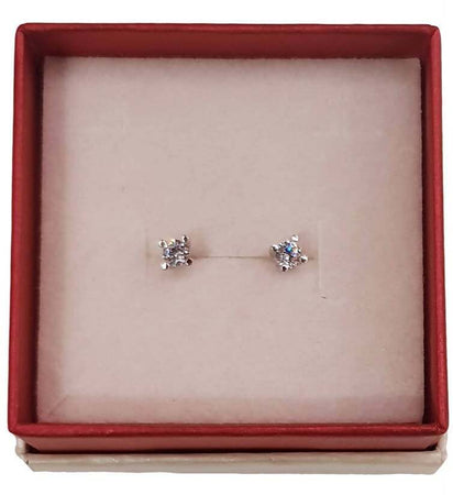 Orecchini punti luce in Oro bianco 18 kt Bottoncini Taglio Brillante regalo per lei