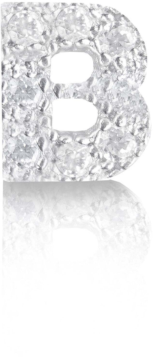 Orecchino argento 925 iniziale lettera B con zirconi