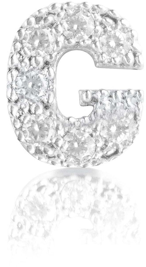 Orecchino argento 925 iniziale lettera G con zirconi