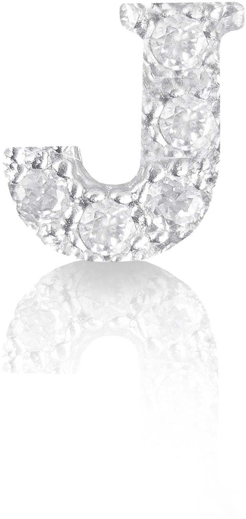 Orecchino argento 925 iniziale lettera J con zirconi