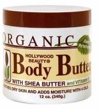 Organic Hollywood Beauty Body Butter 340g with Shea Butter Crema Lenitiva Corpo Rapido Assorbimento per Pelli Più Idratate