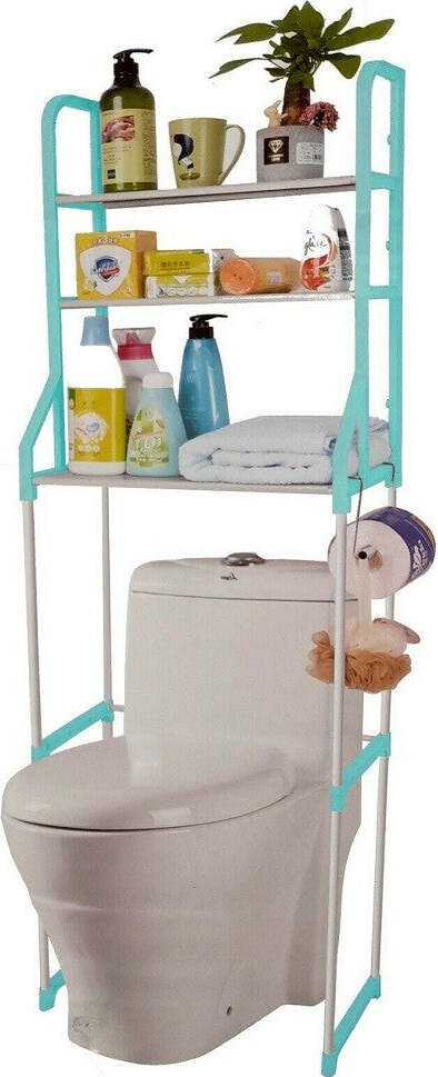 Organizer 3 Mensole Scaffale Sopra Wc Bagno Lavanderia Salvaspazio Blu Casa e cucina/Organizzazione interni/Organizzazione guardaroba/Ripiani pensili Trade Shop italia - Napoli, Commerciovirtuoso.it