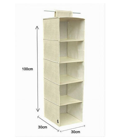 Organizer Armadio Porta Tutto Pensile Tessuto Scarpe Borse 5 Piani 30x30x100cm