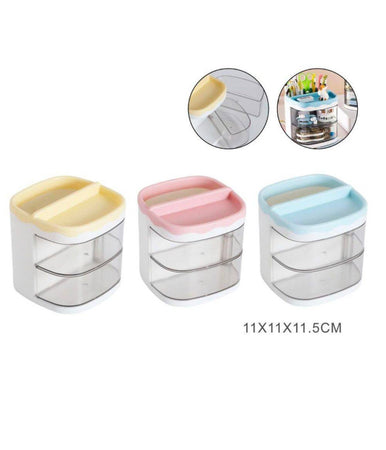Organizer Azzurro Con Cassetti Organizzatore Scrivania Penne Trucco Cancelleria