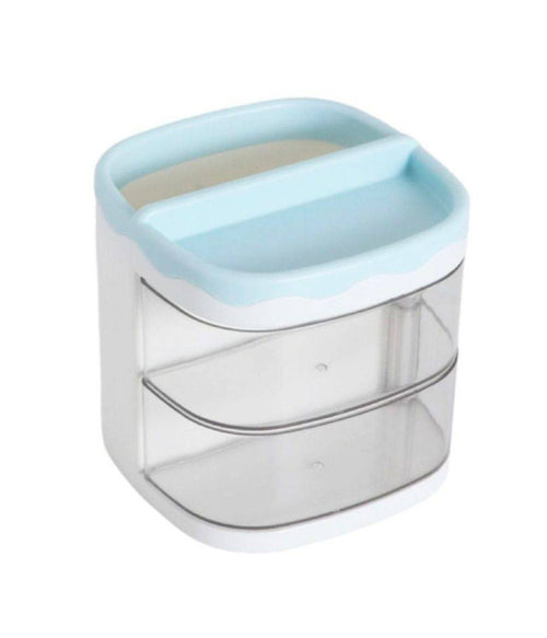 Organizer Azzurro Con Cassetti Organizzatore Scrivania Penne Trucco Cancelleria